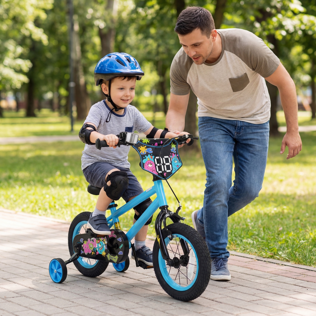 Slickblue Kids Ride On Bicycle with Training Wheels