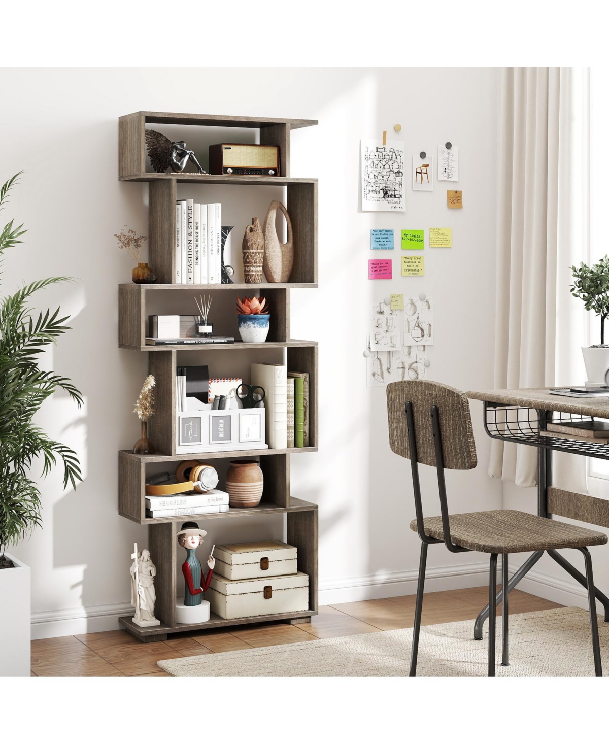 Gouun 6-Tier Geometric Bookshelf with Anti-Tipping Kits