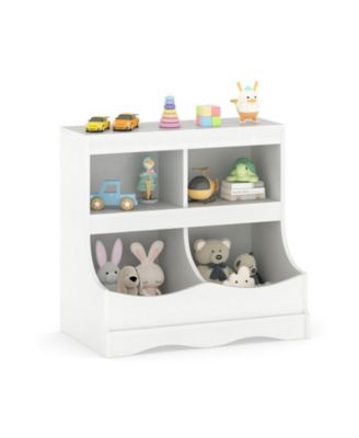 4-Cubby Kids Bookcase and Toy Organizer with Spacious Countertop