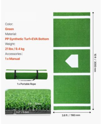 10 x 3.8 Ft Baseball Softball Hitting Mat with Foam Backing