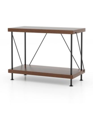 2-Tier Industrial Display Shelf with Metal Frame
