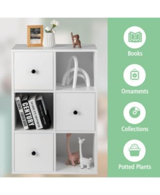 3-Tier Cube Bookshelf with Drawers and Wall Anchor