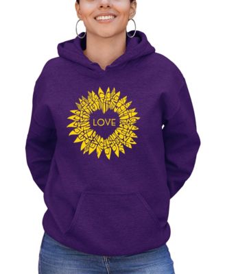 Women's Sunflower Love Word Art Hooded Sweatshirt