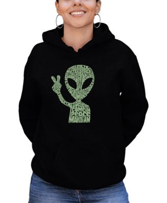 Women's Peace Alien Word Art Hooded Sweatshirt
