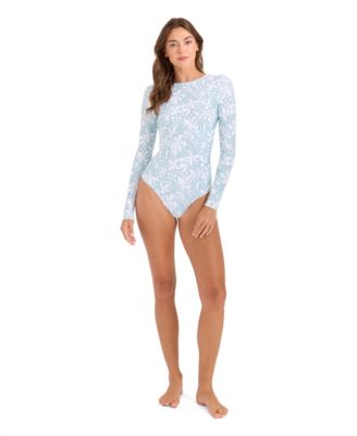 Women's Floral Print Long-Sleeve One-Piece Swimsuit