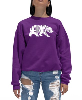 Women's Yellowstone Bear Word Art Crewneck Sweatshirt