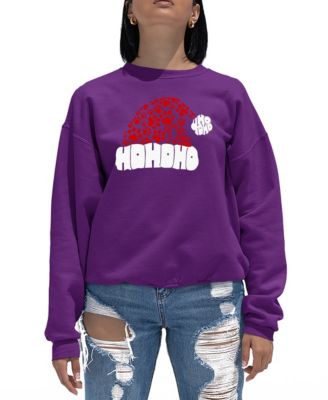 Women's Paw Print Santa Hat Word Art Crewneck Sweatshirt