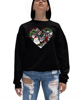 Women's Christmas Themed Heart Word Art Crewneck Sweatshirt