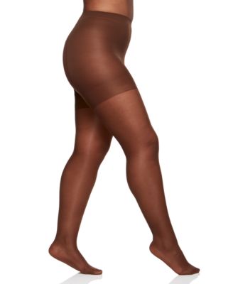 Women's Sheer Queen Plus Size Silky Extra Wear Control Top with Reinforced Toe Pantyhose 4489