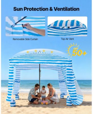 6 x 6 Ft Beach Cabana with Side Wall and UPF 50+ Protection