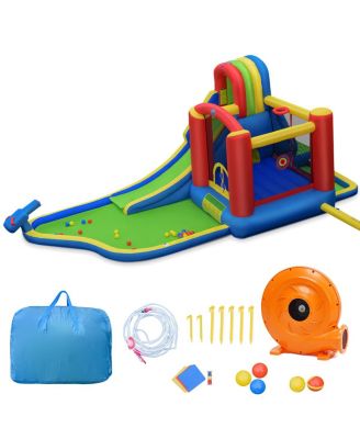 Inflatable Bounce House Slide Splash Pool Climbing Wall Park w/ Blower