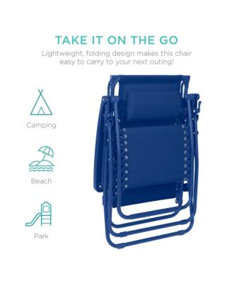 Folding Zero Gravity Recliner Patio Lounge Chair w/ Canopy Shade, Headrest, Tray