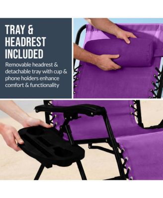 Set of 2 Extra Wide Zero Gravity Lounge Chair Recliners w/ Cup Holder