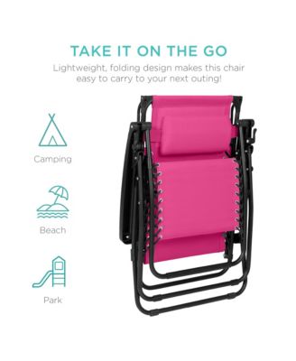 Folding Zero Gravity Recliner Patio Lounge Chair w/ Canopy Shade, Headrest, Tray