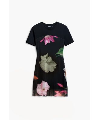 Women's Short dress with combined flowers