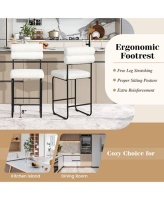 26 Inch Counter Height Bar Stools Set of 2 with Metal Frame and Footrest