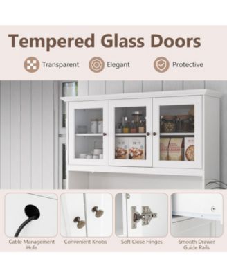 77 in Kitchen Pantry Storage Cabinet with LED Lights and Power Outlets