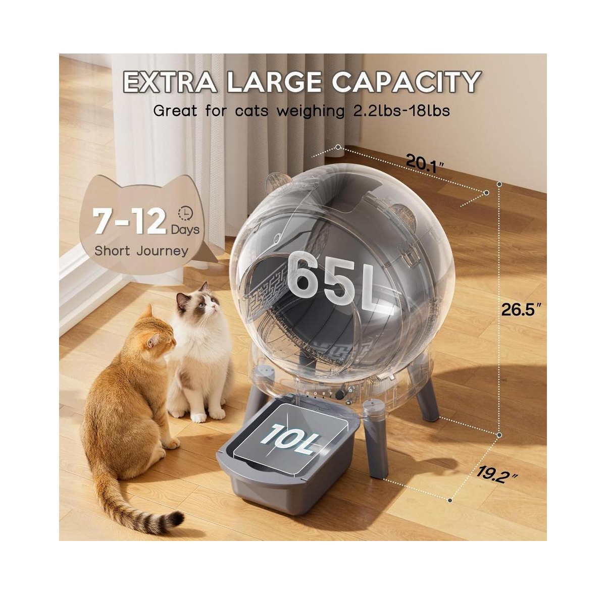 Cumrige Dual color self cleaning litter box with large capacity, App control