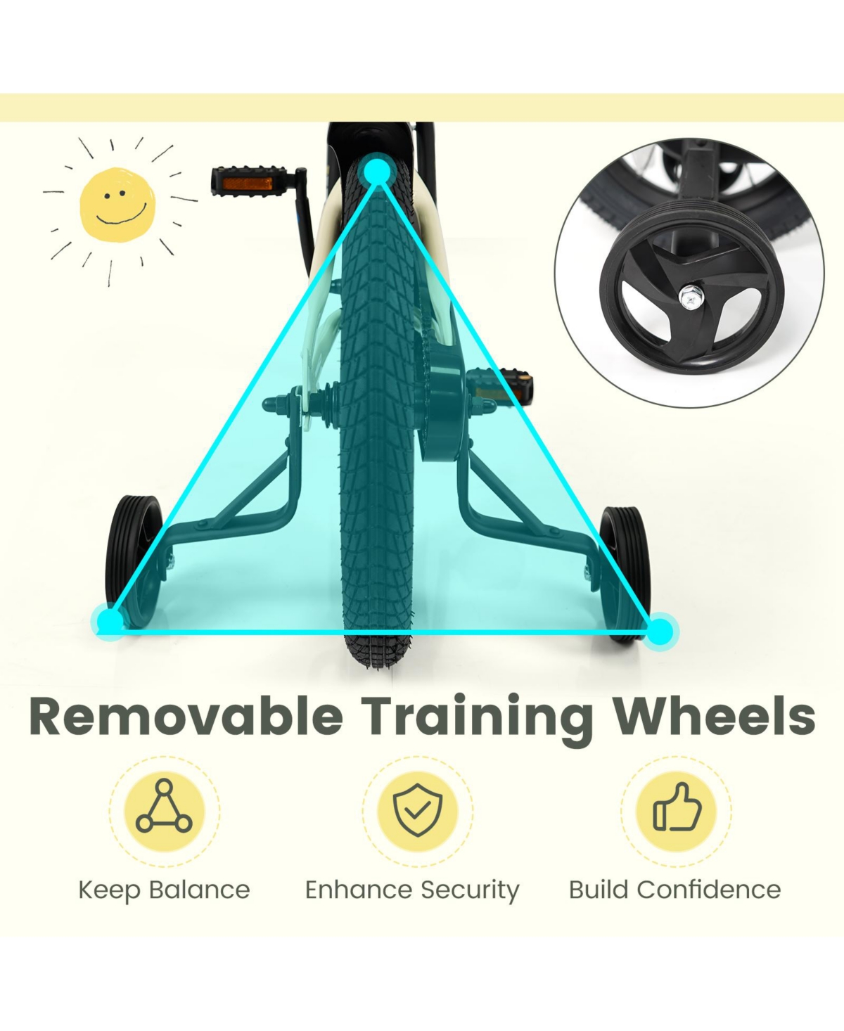 Slickblue Kids Bicycle Sport Style with Detachable Training Wheels Bike