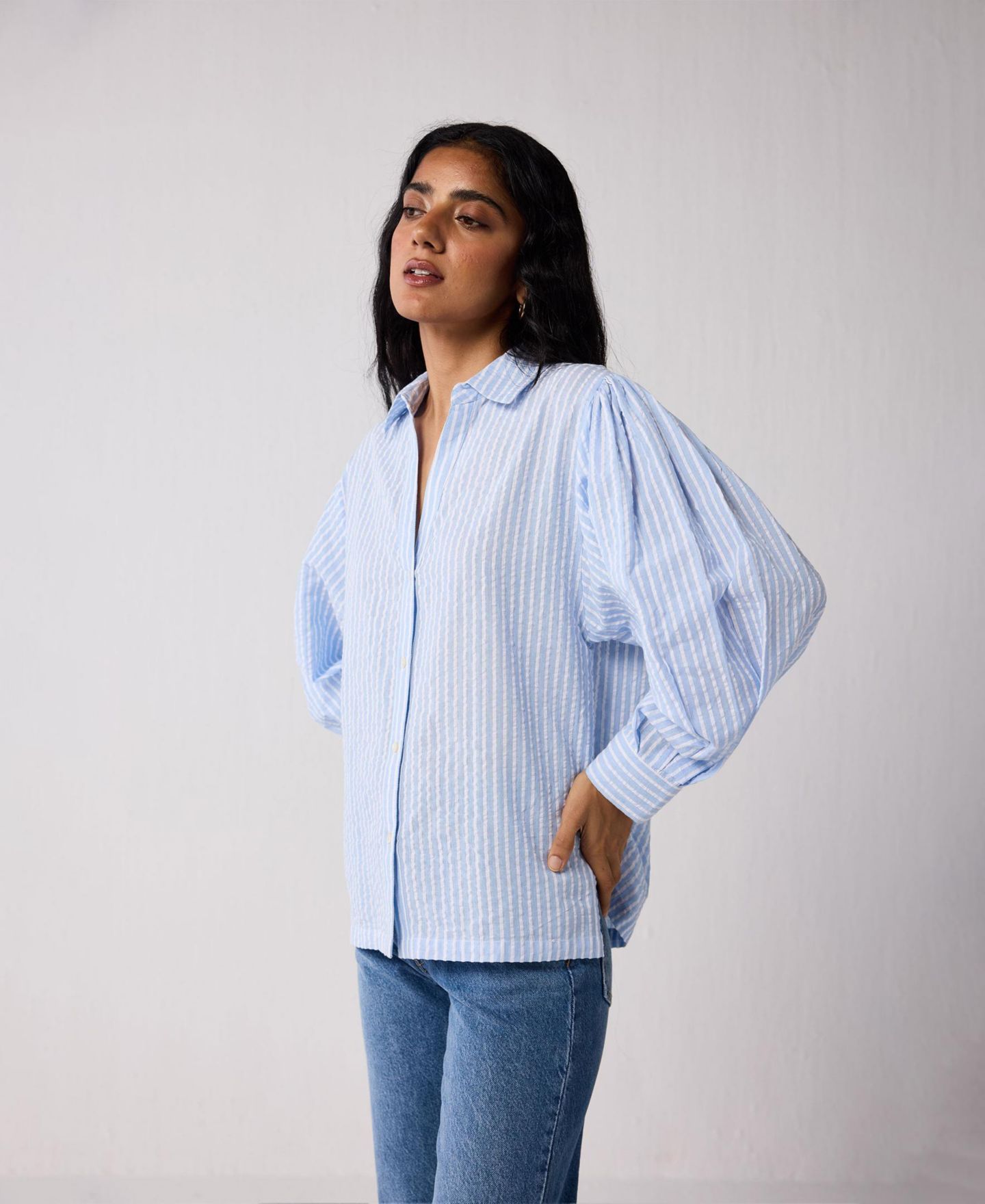 Женская рубашка Reistor Long Balloon Sleeves Striped — фото 1