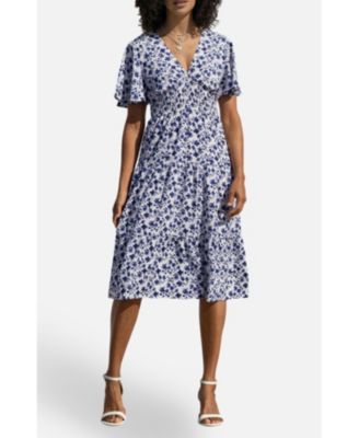 Women's Floral Angel Sleeve Midi Dress