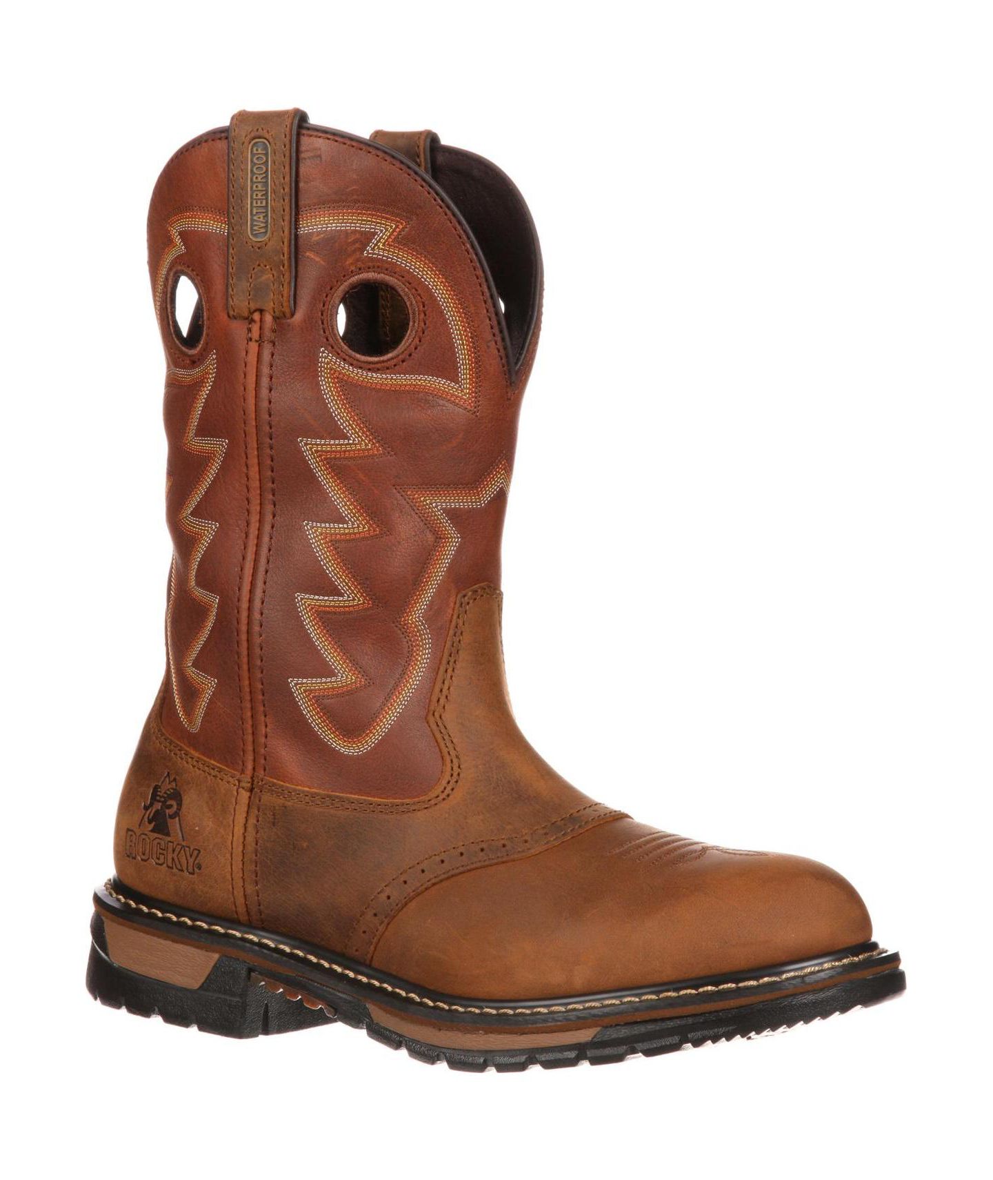 Мужские ботинки ROCKY Original Ride Branson Saddle Roper Waterproof Western Boot, цвет: Коричневый — фото 1