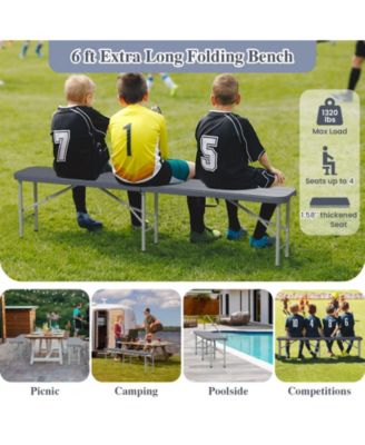 6 Feet Folding HDPE Bench with 1320 LBS Capacity and Handle Lock