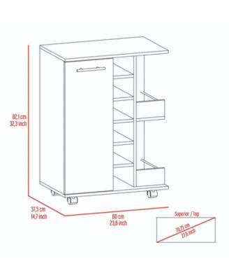 Wenge 2-Shelf 6-Bottle Bar Cart with Division
