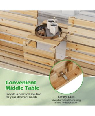 Outdoor Fir Wood Bench with Foldable Middle Table