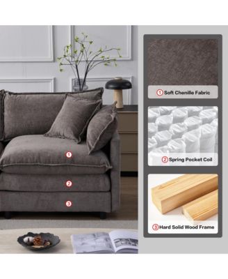 L-Shaped Modular Sectional Sofa, 105" 3-Seater Convertible Chenille Couch with Removable Ottoman for Living Room Decor