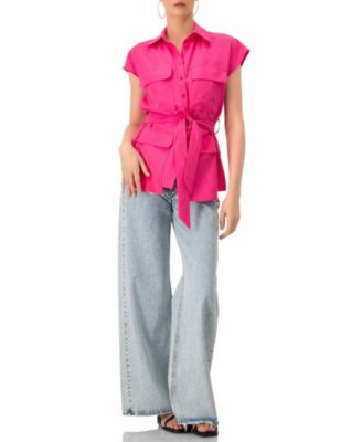 Women's Cargo Shirt/Vest with Waist Tie