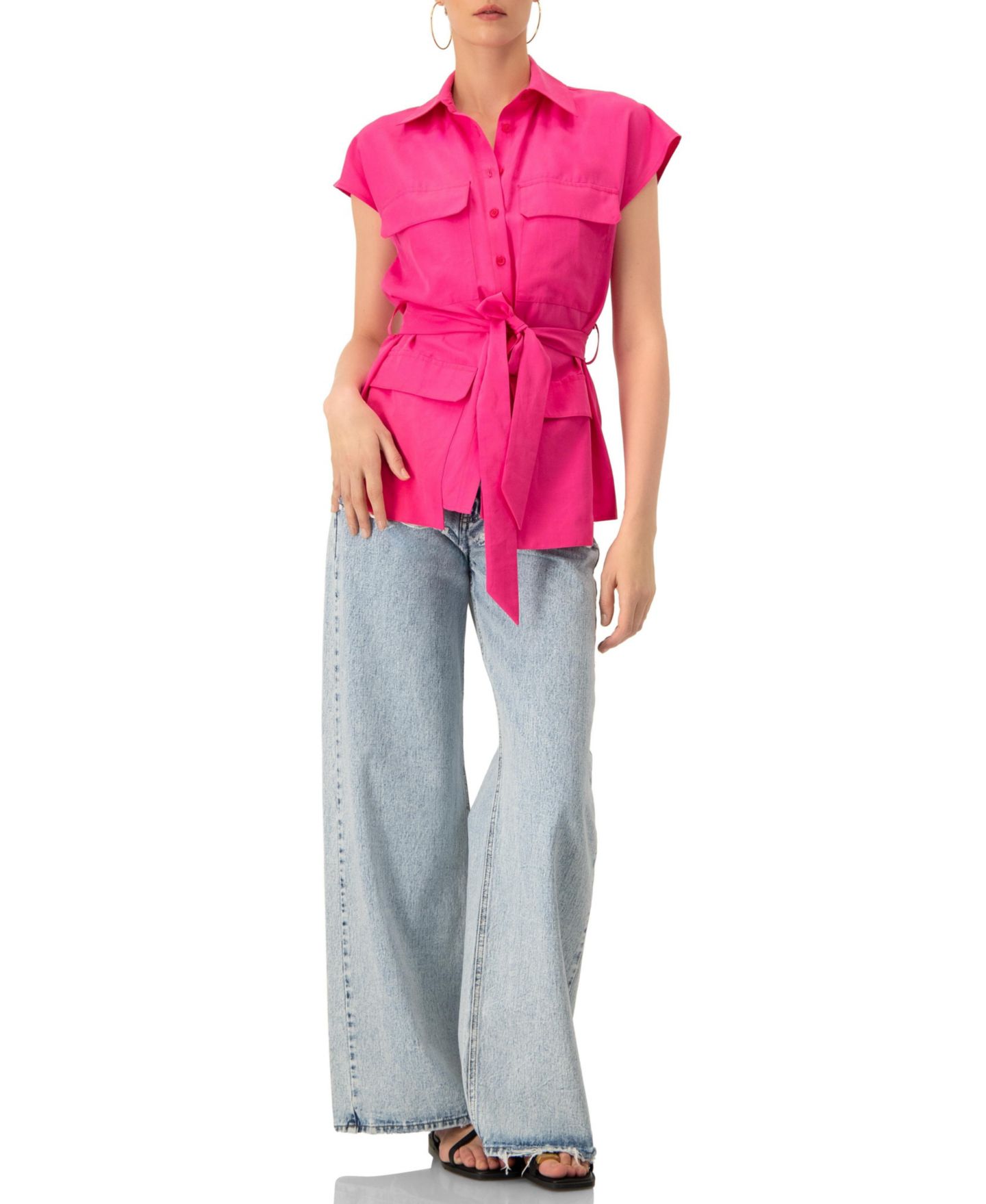 Женский жилет Ivonne Cargo Shirt/Vest with Waist Tie, цвет: Фуксия — фото 5