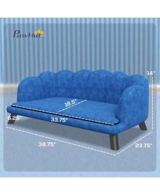 Velvet Large Dog Couch Bed with Foam Cushion, Pearl Design, Soft Dog Sofa for Big and Medium Dogs, Dark Blue