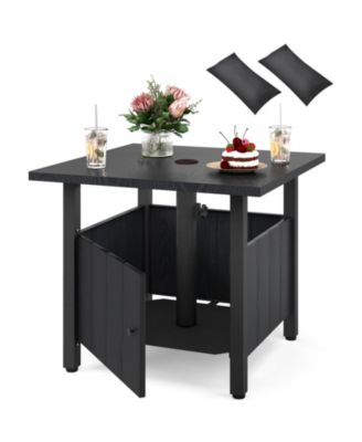 Outdoor Umbrella Table Base Stand with Side Table and Umbrella Hole