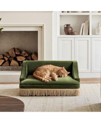 Performance Velvet Princess Pet Bed Sofa with Fringe Skirt by Duchess