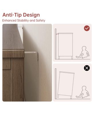 Bedroom 47" Tall 6 Drawer Dresser, Vintage Wood Chest of Drawers with Carved Handles.