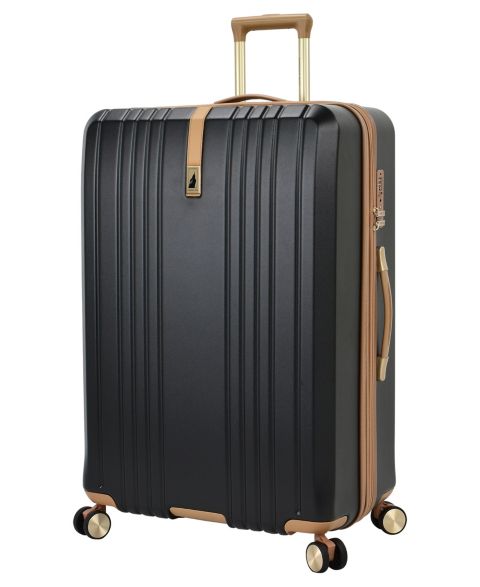 Чемодан London Fog Southbridge Large Expandable Hardside Spinner, цвет: Чёрный / Песочный