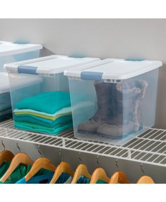 25 Quart Latching Storage Box, Stackable Bin with Latch Lid, 12 Pack
