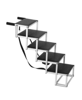 5-Step Folding Dog Stairs for Cars, Aluminum Pet Steps Loads up to 150 lbs, Portable Dog Ladder
