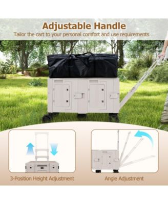 Large Foldable Utility Cart with 2-Tier Storage Crates and Telescoping Handle