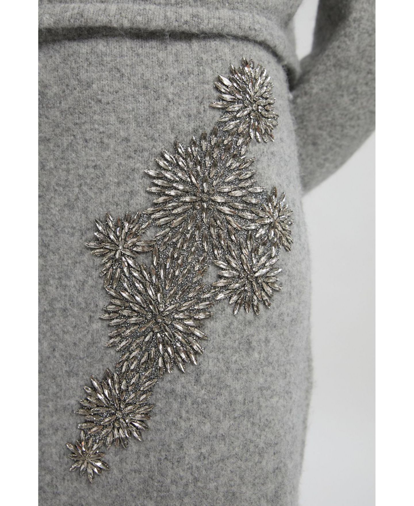 Женская юбка Karen Millen Wool Embellished Pencil Midi, цвет: Серый — фото 4