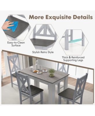 Farmhouse Chair Set of 2 with Rubber Wood Frame and Elegant Hollowed Backrest