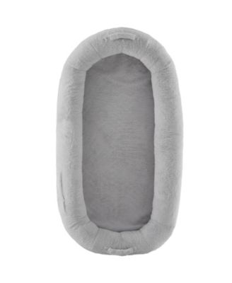 Human Dog Bed 67.7x35x9.8 in Oval Faux Rabbit Fur Cover
