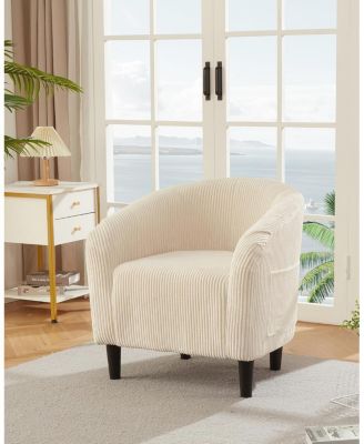 Accent Barrel Chair Corduroy Club Chair Elegant Armchair Cozy Backrest for Living Room Bedroom Reception Room Office