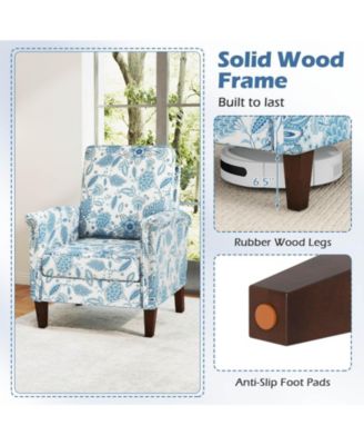 Floral Farmhouse Boho Accent Chair with Solid Wood Legs