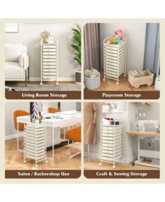 10 Drawer Rolling Storage Cart Organizer with 4 Universal Casters