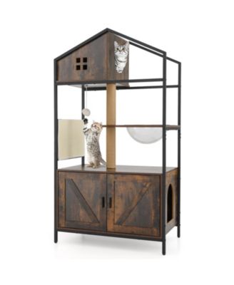 Cat Tower Industrial with Litter Box Enclosure and Condo