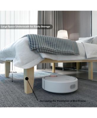 Twin Rubberwood Platform Bed Frame with Headboard and Slat Support