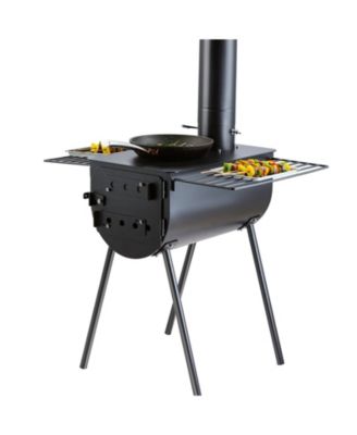 118 Inch Camping Tent Wood Stove with Chimney Pipes, Portable Alloy Steel Hot Tent Stove