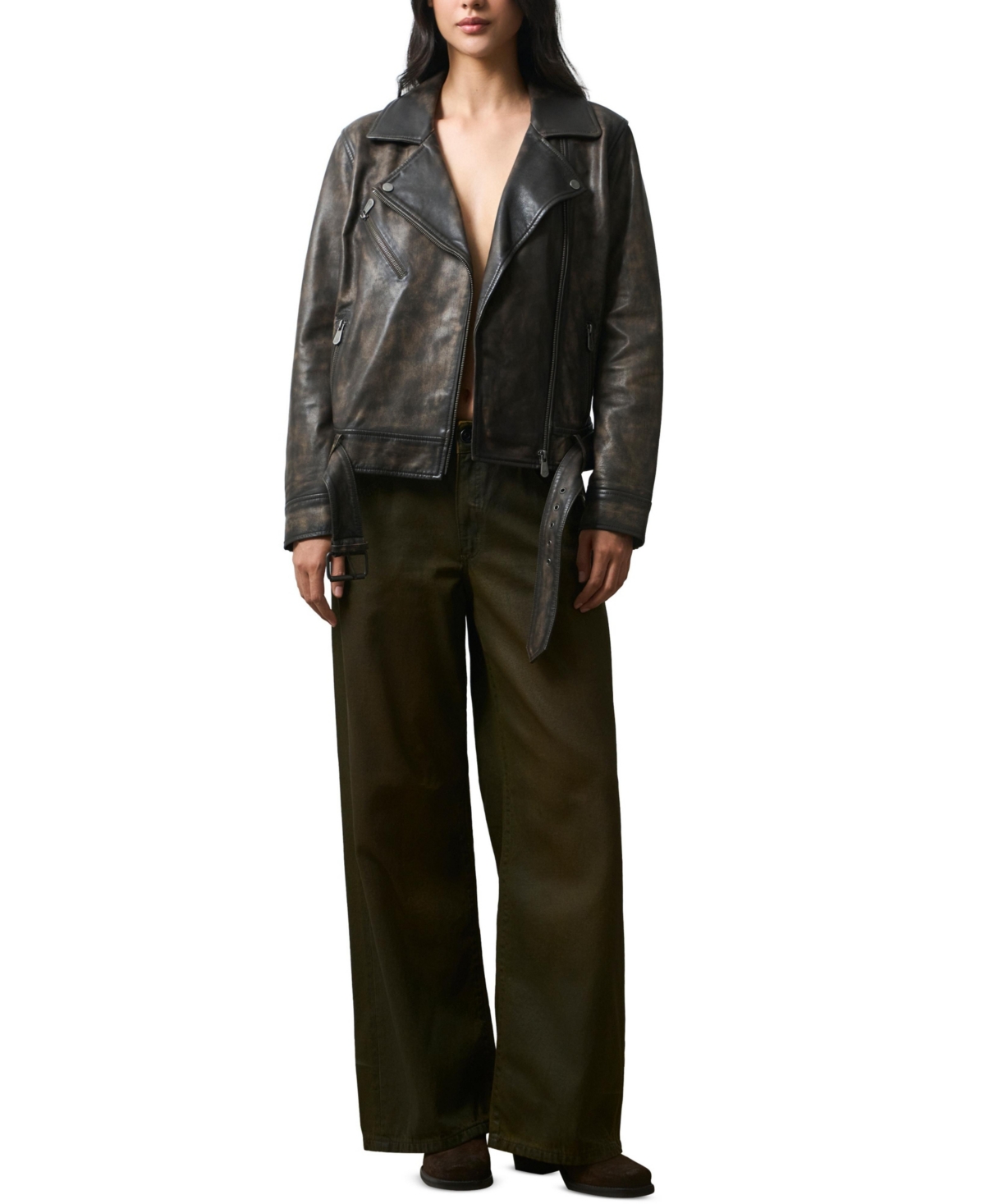 Velez Women's Efos Leather Biker Jacket